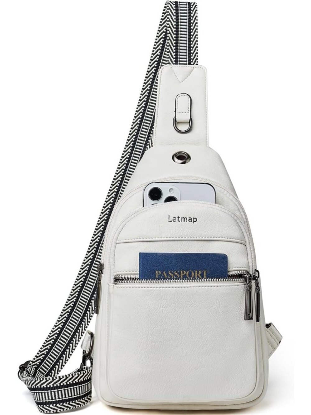 Women's White Leather Sling Bag Crossbody Shoulder Tote Fanny Pack Travel Bag